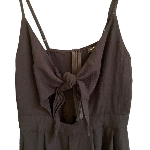 NASTY GAL BLACK KEYHOLE TIE FRONT SUN DRESS SZ 8 - Picture 4 of 5